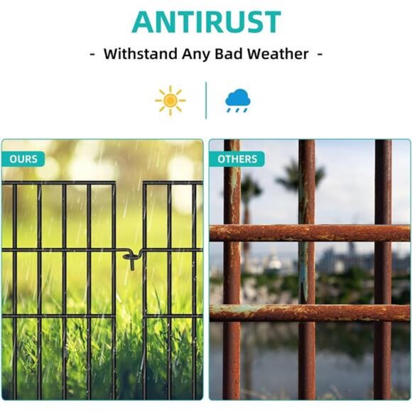 10 Panels Garden Fence Animal Barrier, 17in (H) X 10.8ft (L) No Diging Dog - Picture 6 of 7